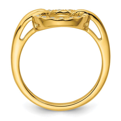 14K Gelbgold Polierter Diamant Offener Kreis Fashion-Ring
