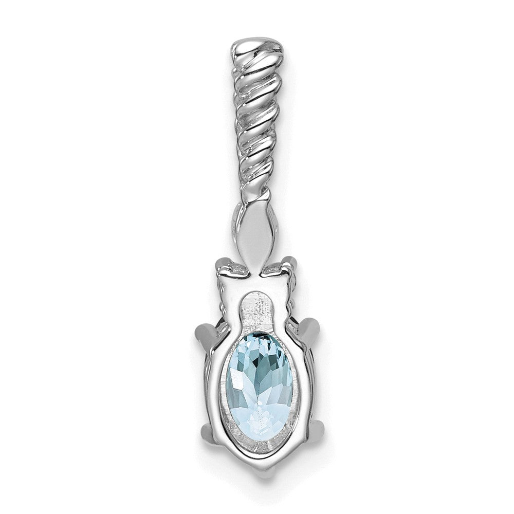 14K Weißgold Diamant und 7x5 Oval March/aquamarine Gedreht Kette Anhänger