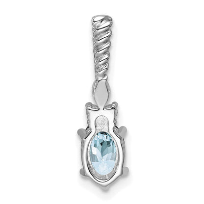 14K Weißgold Diamant und 7x5 Oval March/aquamarine Gedreht Kette Anhänger
