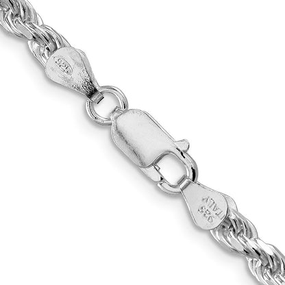 Sterlingsilber Rhodiniert 4.25mm Diamantiert Kordel 30 Zoll Kette