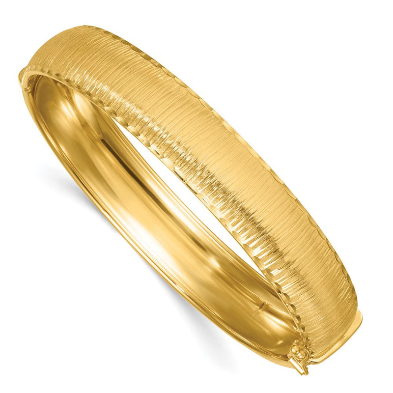 14K Gelbgold Poliert Diamantiert Strukturiert 11.75mm Klappbar Oval Armreif Armband