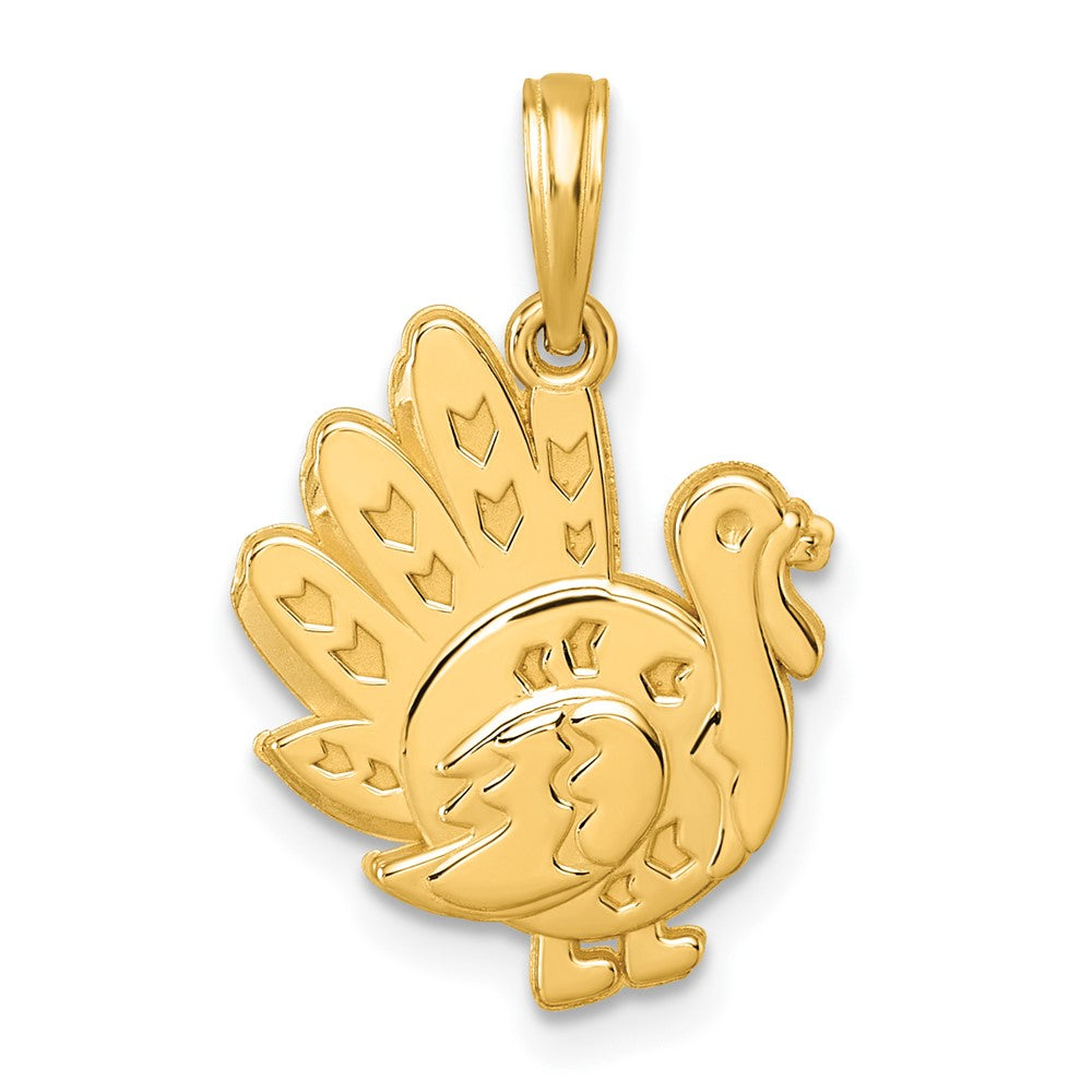 14K Gelbgold Polierter Truthahn-Anhänger