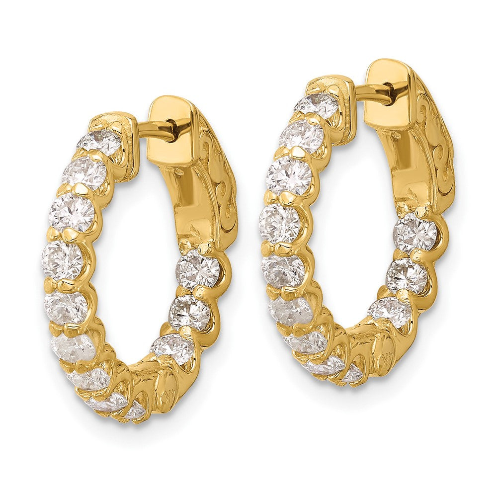 14K Gelbgold 1.41 Karat Diamant In/out Creole mit Sicherheits Verschluss Ohrringe