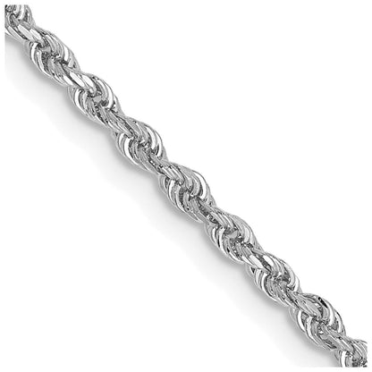 14K Weißgold 2mm Diamantiert Vierfach Kordel Karabinerverschluss Halskette
