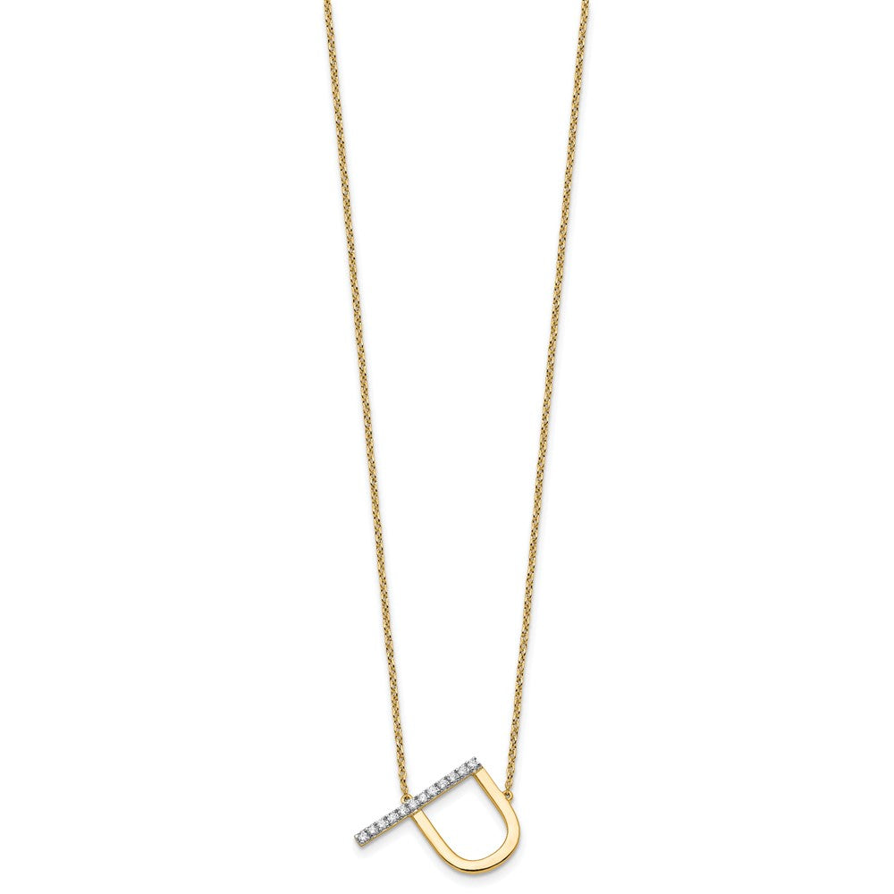 14K Gelbgold Seitlich Diamant Initiale P 18 Zoll Halskette