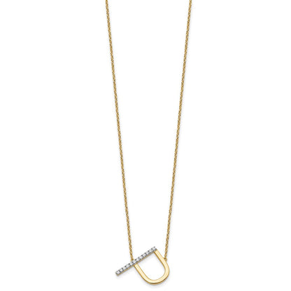 14K Gelbgold Seitlich Diamant Initiale P 18 Zoll Halskette