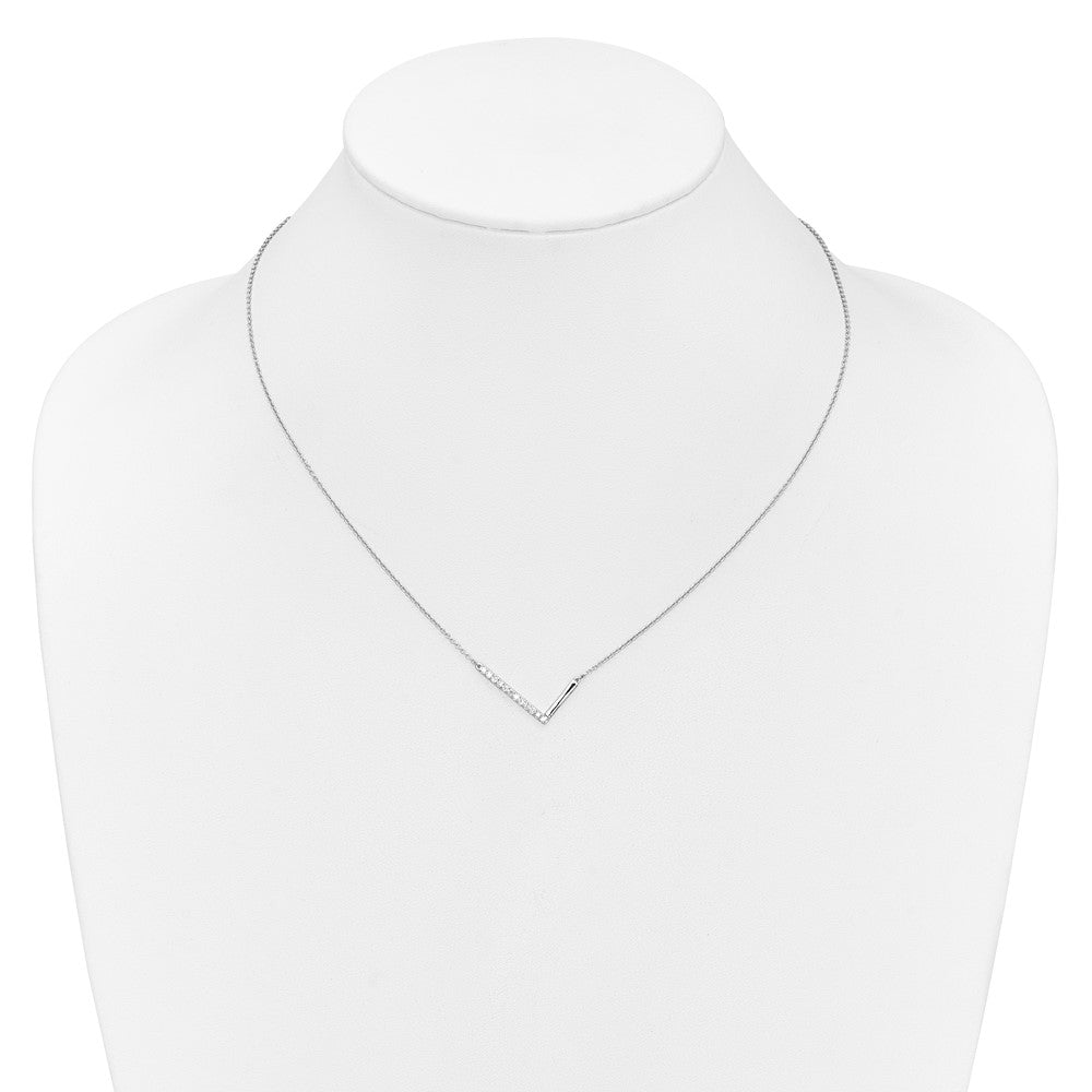 14K Weißgold Seitlich Diamant Initiale L 18 Zoll Halskette