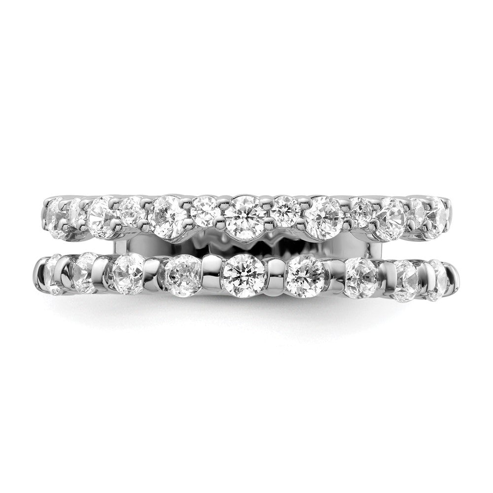 14K Weißgold Diamant Doppel-Ehering, poliert