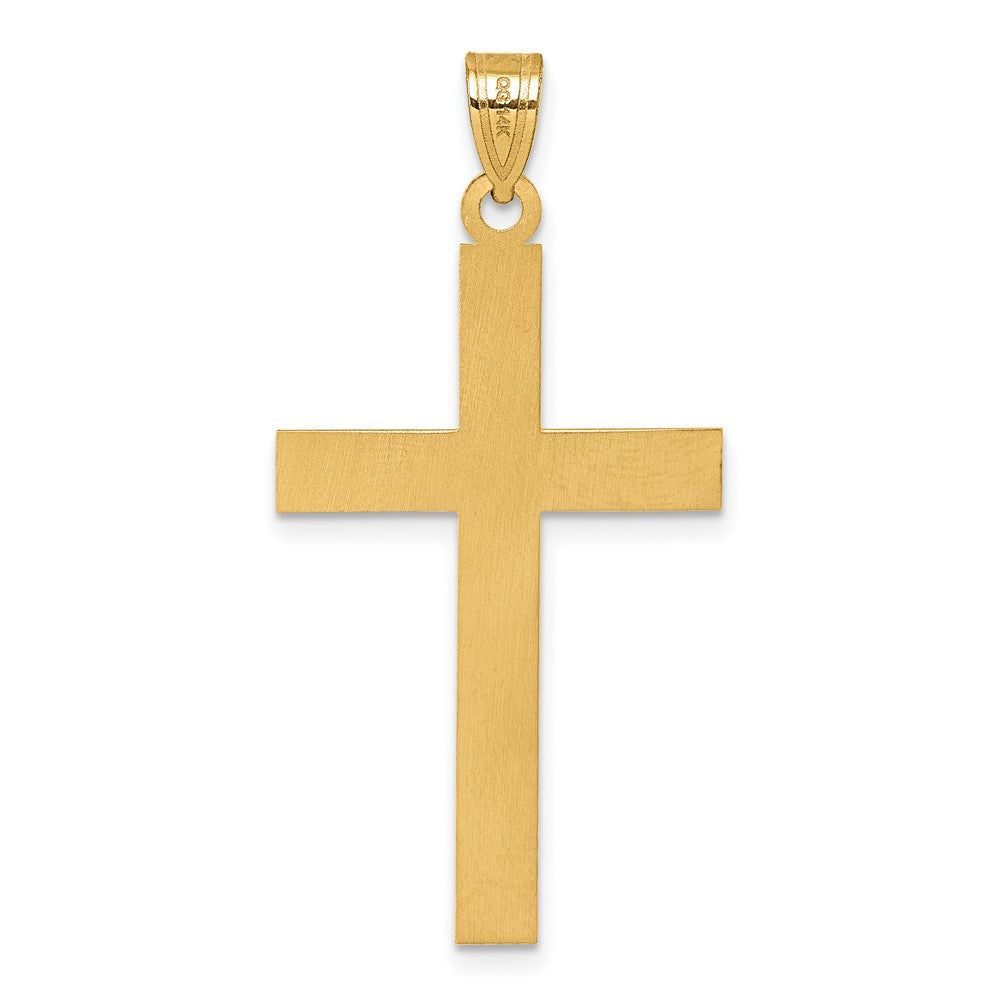 14K Gelbgold Florentinisch Satiniert Kreuz Anhänger