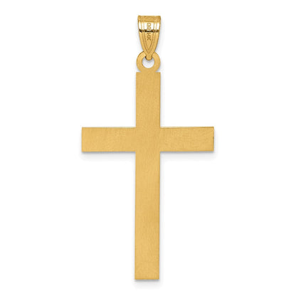 14K Gelbgold Florentinisch Satiniert Kreuz Anhänger