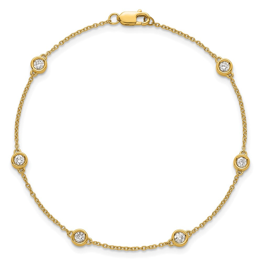 14K Gelbgold Komplett 1/3 Karat Zargenfassung-set Diamant und Ankerkette Kette 6-station 7 Zoll Armband