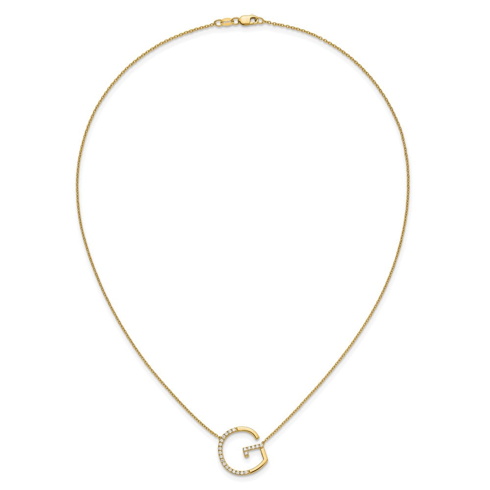 14K Gelbgold Seitlich Diamant Initiale G 18 Zoll Halskette