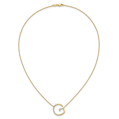 14K Gelbgold Seitlich Diamant Initiale G 18 Zoll Halskette