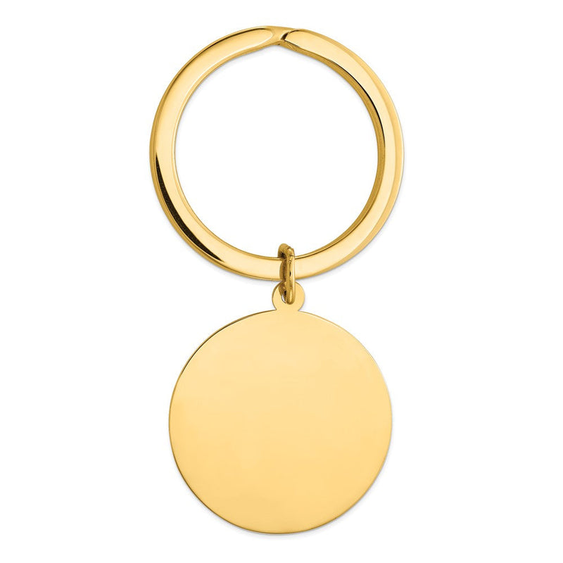14K Gelbgold Rund Hoch Poliert Plättchen Key Ring