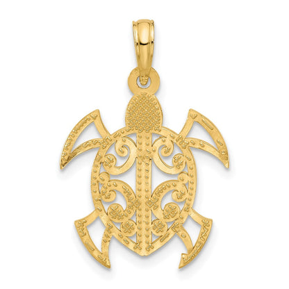 14K Gelbgold Fancy Abstrakter Schildkröten-Anhänger