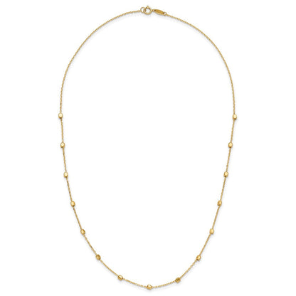 14K Gelbgold Poliert Cube Perle 17 Zoll Station Halskette