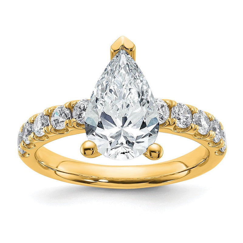 14K Gelbgold 2 3/4 Karat Zertifiziert Im Labor Gezüchtet Diamant Vs+ F+ Tropfen Komplett Verlobungsring