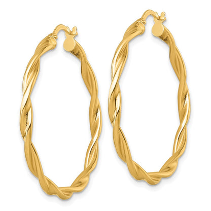 14K Gelbgold Poliert Gedreht 2.75 X 35mm Röhre Creolen