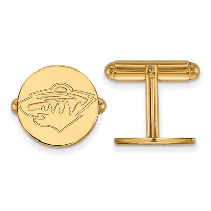 14K Gelbgold Gold Nhl Logoart Minnesota Wild Manschette Knöpfe