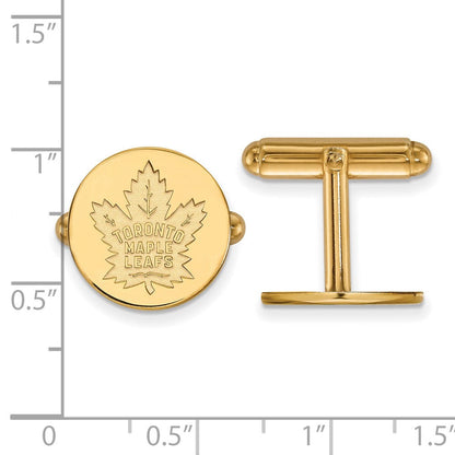 14K Gelbgold Gold Nhl Logoart Toronto Maple Leafs Manschette Knöpfe