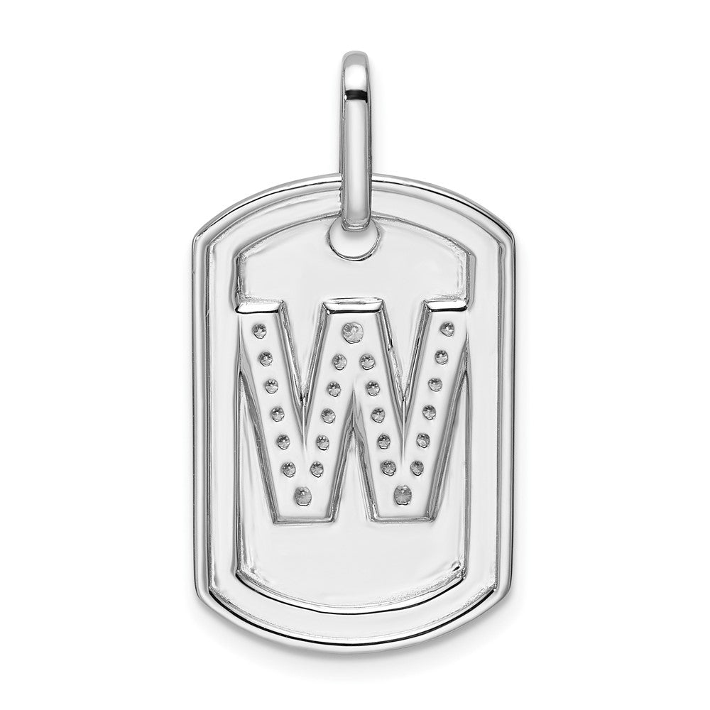 14K Weißgold Diamant-Erkennungsmarken-Charm mit Initiale W