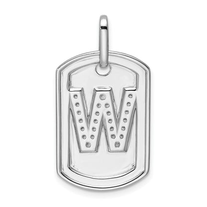 14K Weißgold Diamant-Erkennungsmarken-Charm mit Initiale W