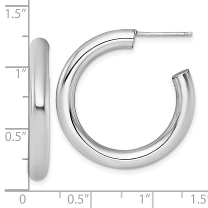 14K Weißgold Poliert 4.0 X 30mm Röhre C-hoop Ohrstecker