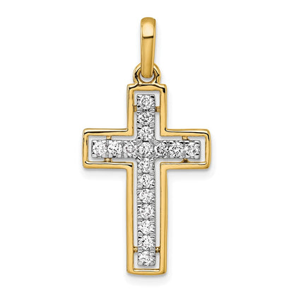 14K Gelbgold und Rhodium Kreuzanhänger mit 0,5 Karat Diamant