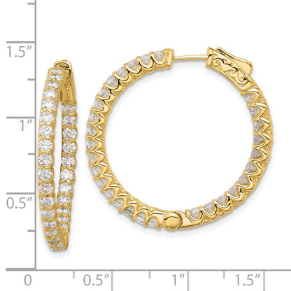 14K Gelbgold 2.9 Karat Diamant In/out Creole mit Sicherheits Verschluss Ohrringe