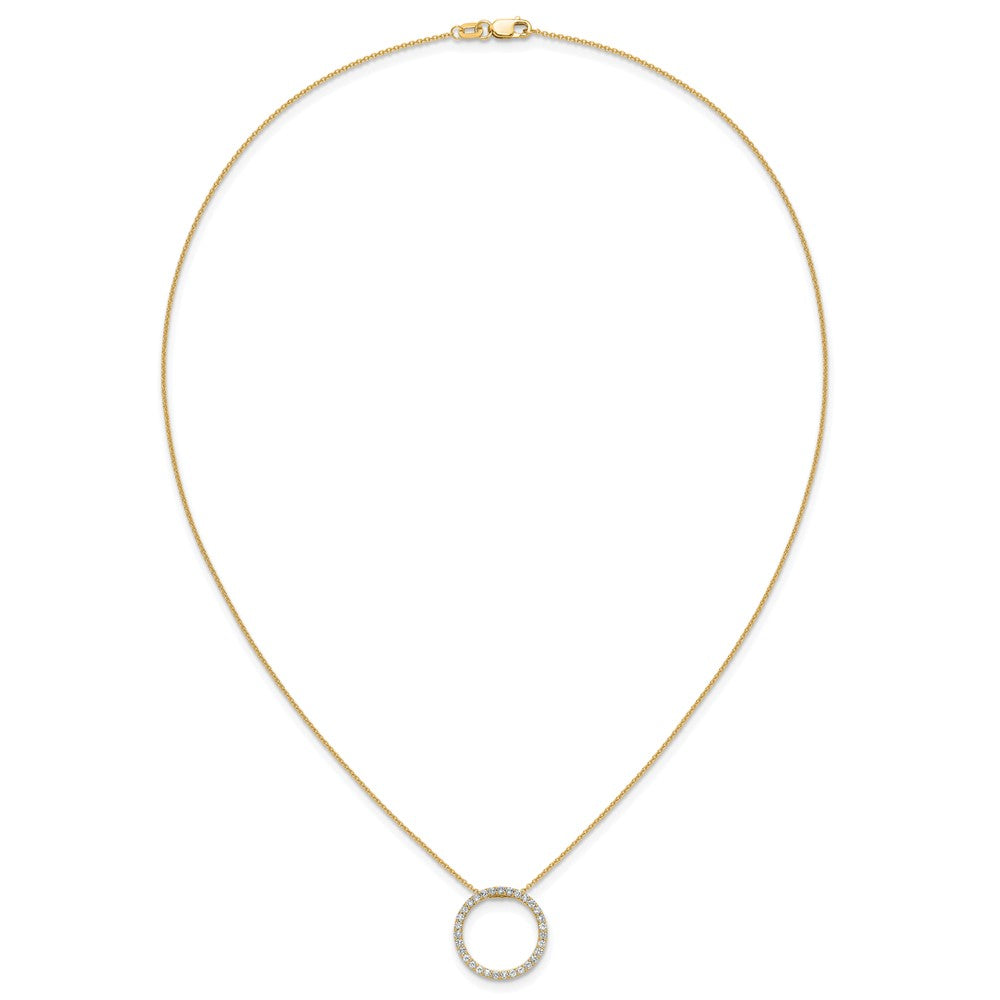 14K Gelbgold Poliert 1/2 Karat Diamant Kreis 18 Zoll Halskette
