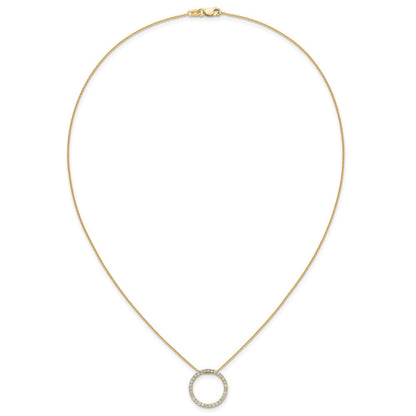 14K Gelbgold Poliert 1/2 Karat Diamant Kreis 18 Zoll Halskette
