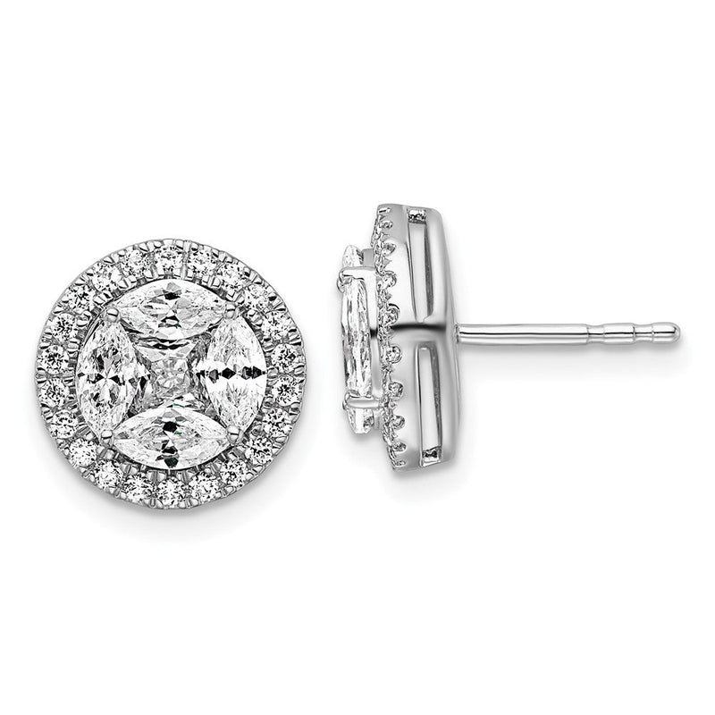 14K Weißgold Ohrstecker mit Marquise-Laborgezüchteten Diamanten in Halo-Fassung, 1,5 ct., VS/SI+ G+
