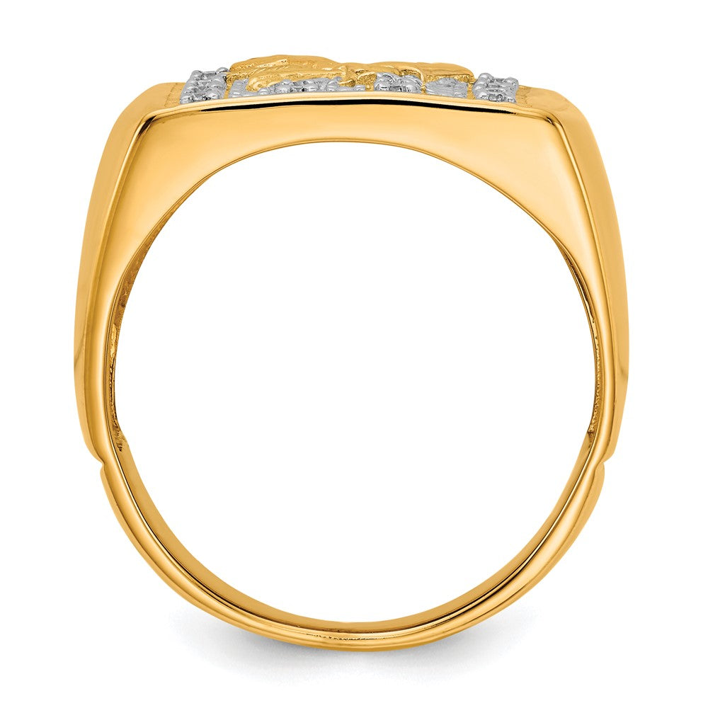 14K Gelbgold & Rhodium Herren.10ct Diamant Adler Ring