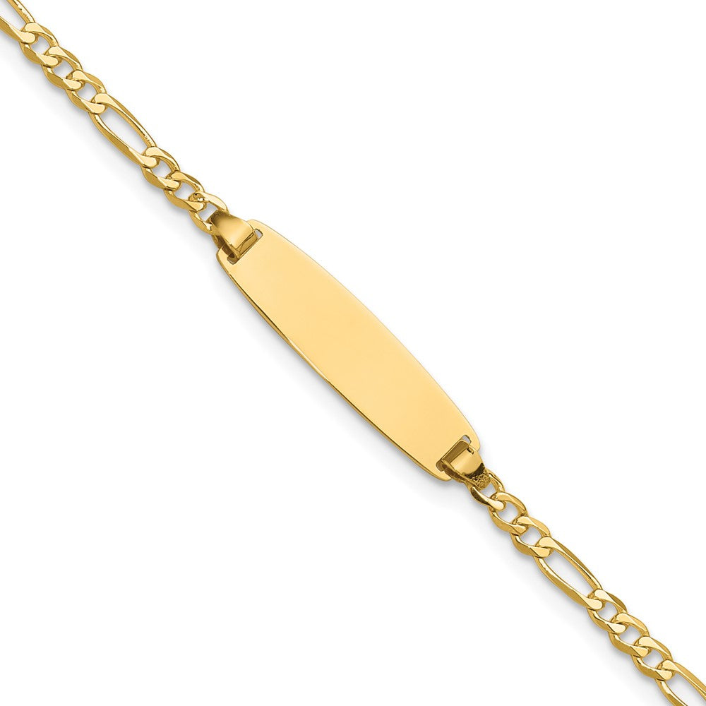 14K Gelbgold Poliert Massiv Kette/solid Platte Figaro Glieder 19.5x5.5mm Platte 8 Zoll Id Armband