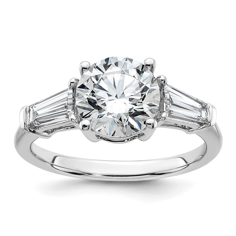 14K Weißgold 3 Karat Zertifiziert Im Labor Gezüchtet Diamant Vs+ F+ Rund und Verjüngt Baguette Komplett Dreistein Verlobungsring