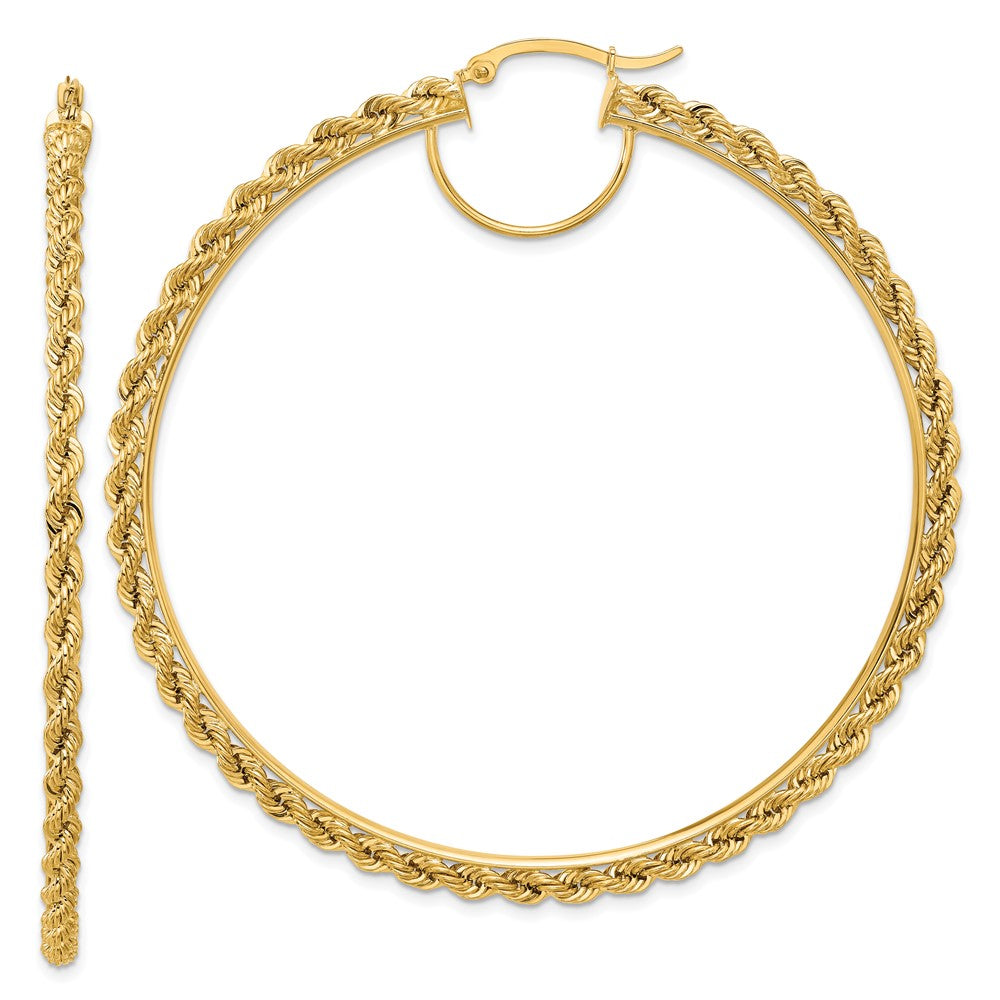 14K Gelbgold Creolen, poliert und diamantiert, Kordeloptik, 2,95 mm