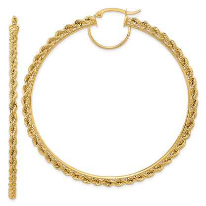14K Gelbgold Creolen, poliert und diamantiert, Kordeloptik, 2,95 mm