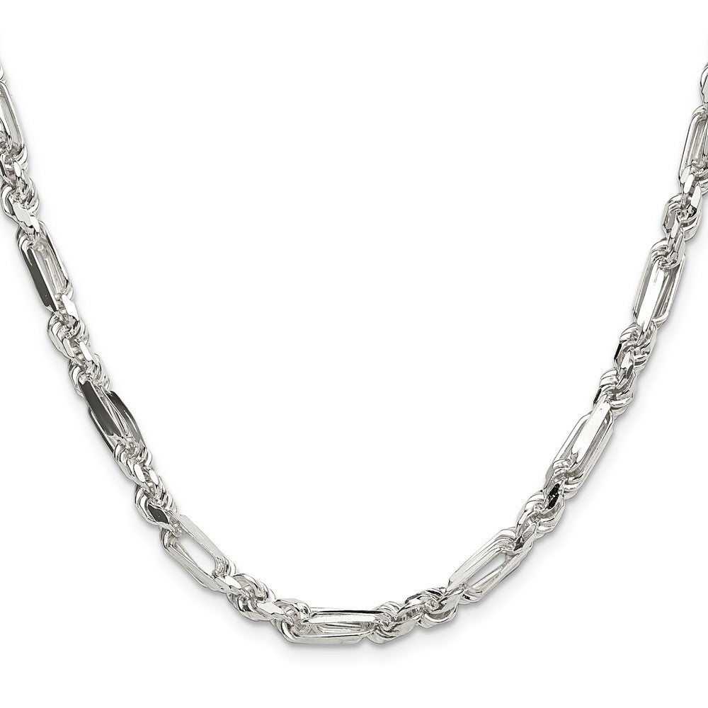 Sterlingsilber 4.75mm Diamantiert Figarope 26 Zoll Kette