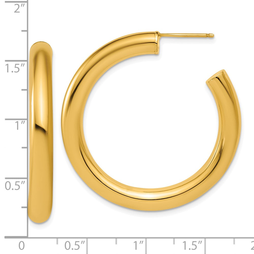 14K Gelbgold Poliert 5.0 X 40mm Röhre C-hoop Ohrstecker