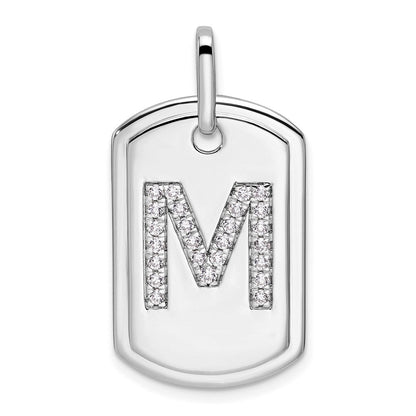 14K Weißgold Diamant-Erkennungsmarken-Charm mit Initiale „M“