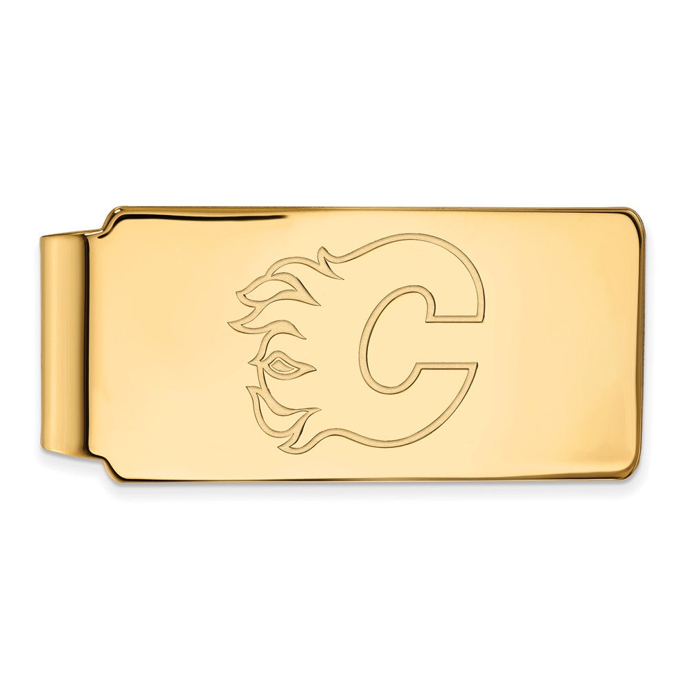 10K Gelbgold Gold Nhl Logoart Calgary Flames Geldklammer