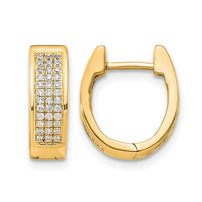 14K Gelbgold Diamant-Pavé Kleine Ovale Klapp-Creolen, 0,25 ct