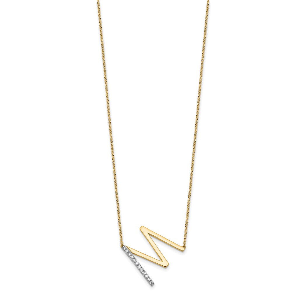14K Gelbgold Seitlich Diamant Initiale M 18 Zoll Halskette