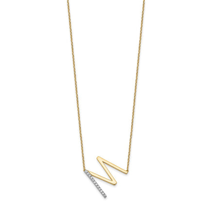 14K Gelbgold Seitlich Diamant Initiale M 18 Zoll Halskette