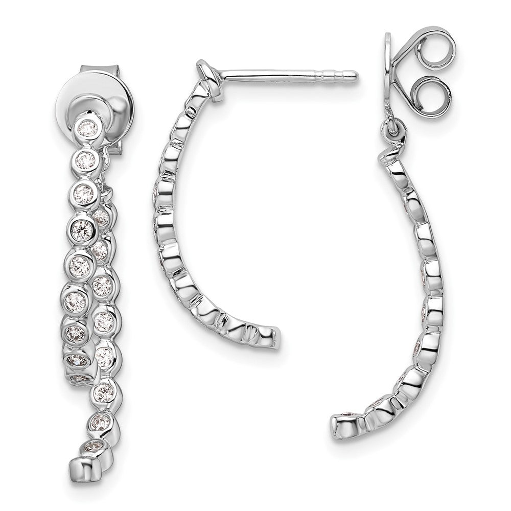 14K Weißgold Diamant-Ohrhänger mit poliertem Zargenrand, vorne und hinten, 0,375 Karat