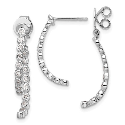 14K Weißgold Diamant-Ohrhänger mit poliertem Zargenrand, vorne und hinten, 0,375 Karat