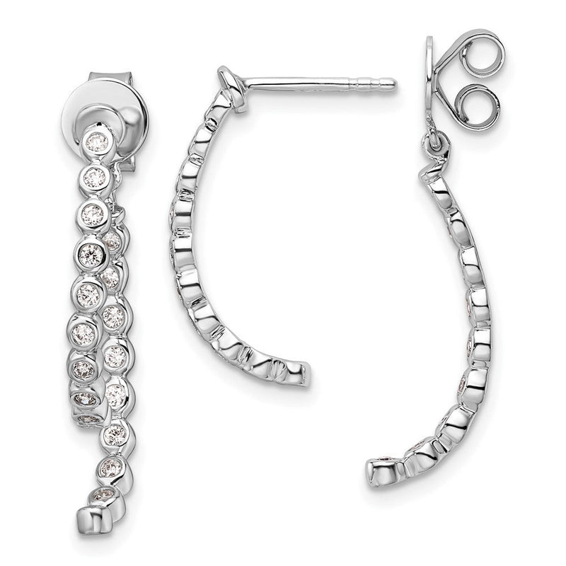 14K Weißgold Diamant-Ohrhänger mit poliertem Zargenrand, vorne und hinten, 0,375 Karat