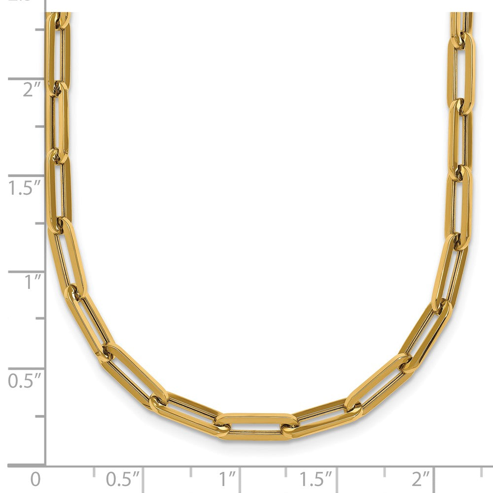 14K Gelbgold Poliert 4mm Büroklammer Glieder 18 Zoll Halskette