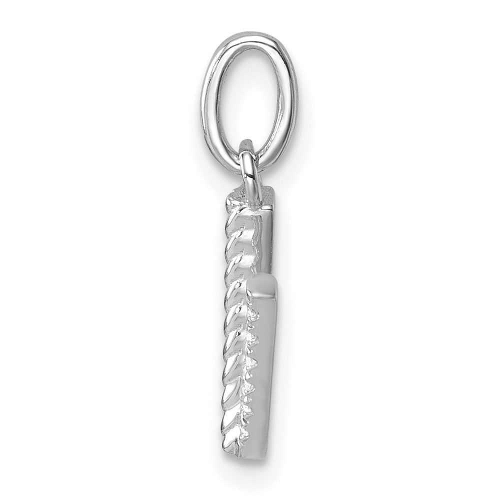14K Weißgold gedrehter Charm mit Initiale V und 0,05 ct. Diamant