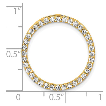 14K Gelbgold Poliert 3/4 Karat Diamant Kreis Kette Anhänger